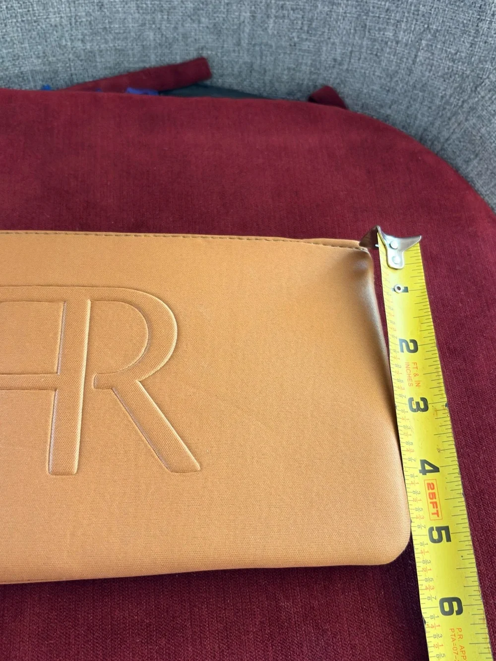 New Chic Tan Faux Leather Makeup Pouch / Cosmetic Bag-10”x5”